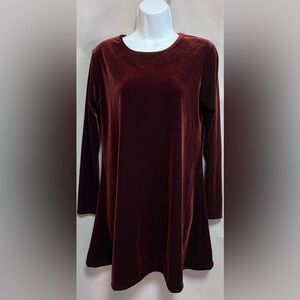 Vintage K.C. Spencer Burgundy Velvet Dress Women's Size 4‎ Long Sleeves